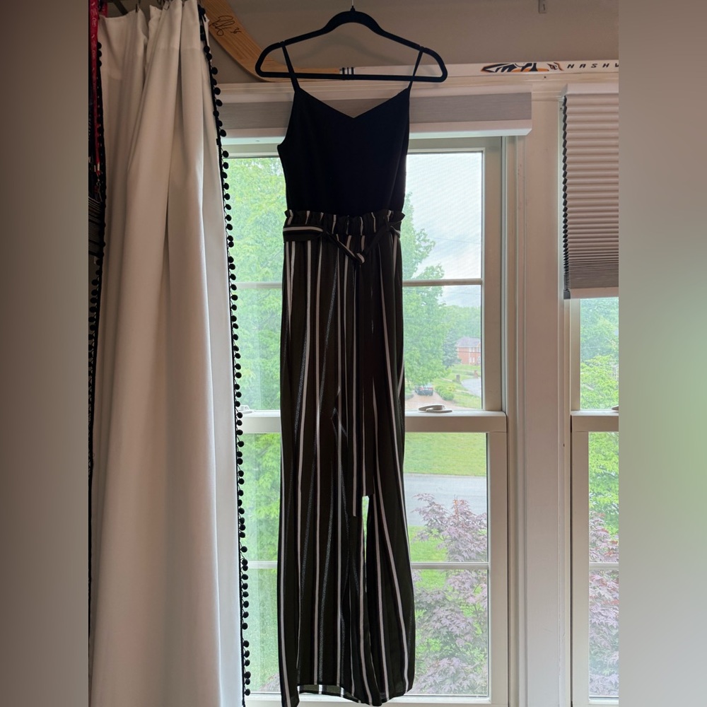 Striped Jumpsuit - Black and Green